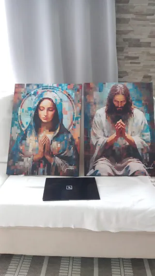 Quadro Jesus e Maria Grid Art 2 Peças na casa de Matheus correa