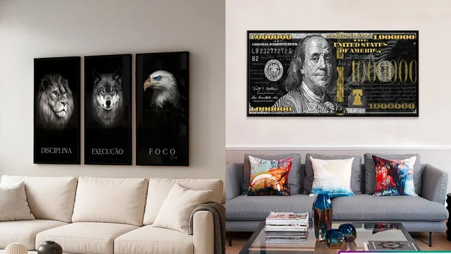 Tipos de quadro para sala: 7 formatos e 4 acabamentos explicados