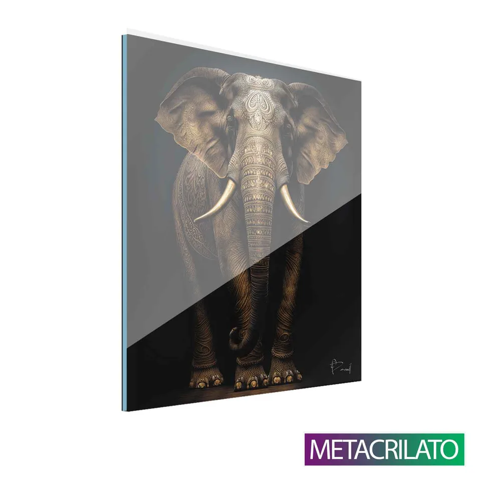 Quadro Elefante Pinturas Indianas com acabamento em metacrilato