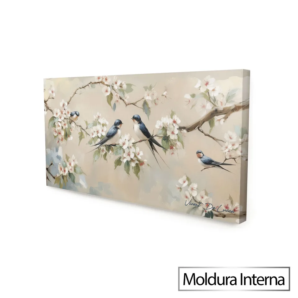Quadro Encanto das Andorinhas com moldura interna