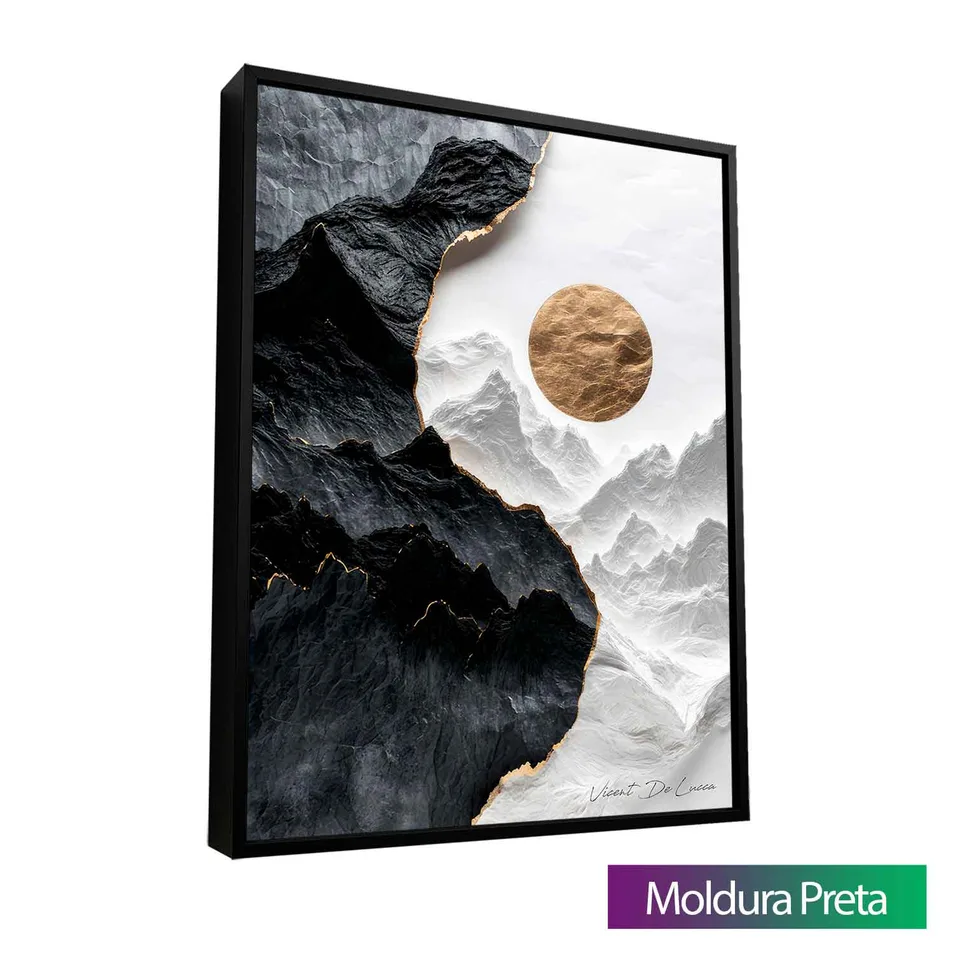 Quadro Equilíbrio Natural com moldura de filete preta