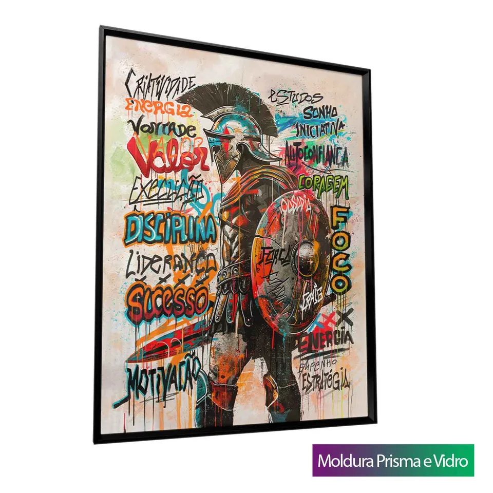 Quadro Espartano Grafite CRAIG com moldura Prisma e vidro