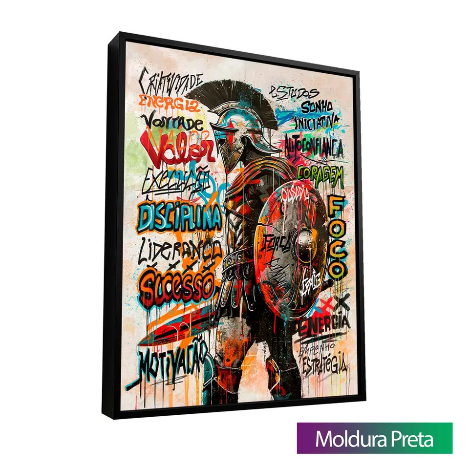 Quadro Espartano Grafite CRAIG com moldura de filete preta