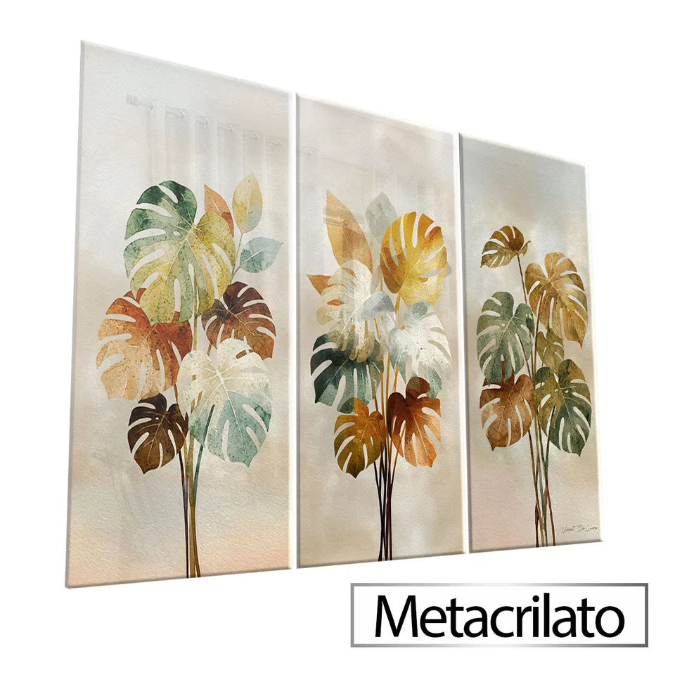 Quadro Essência Tropical 3 Peças com acabamento em metacrilato