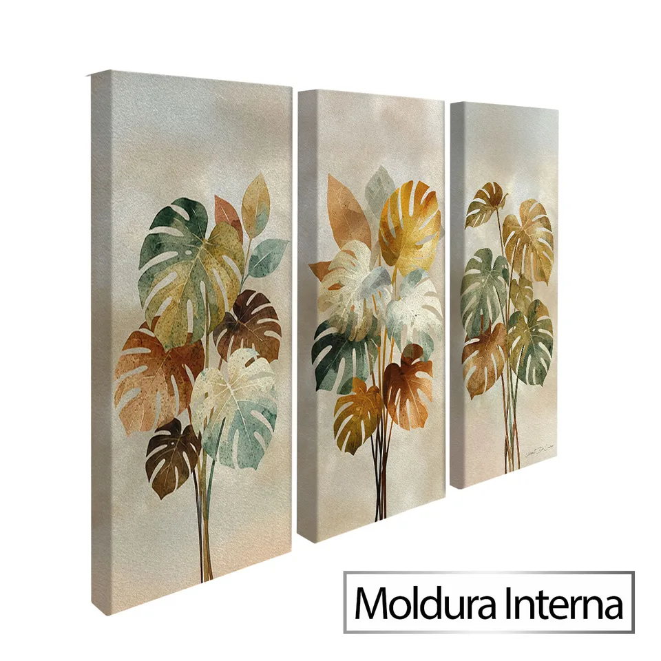 Quadro Essência Tropical 3 Peças com moldura interna