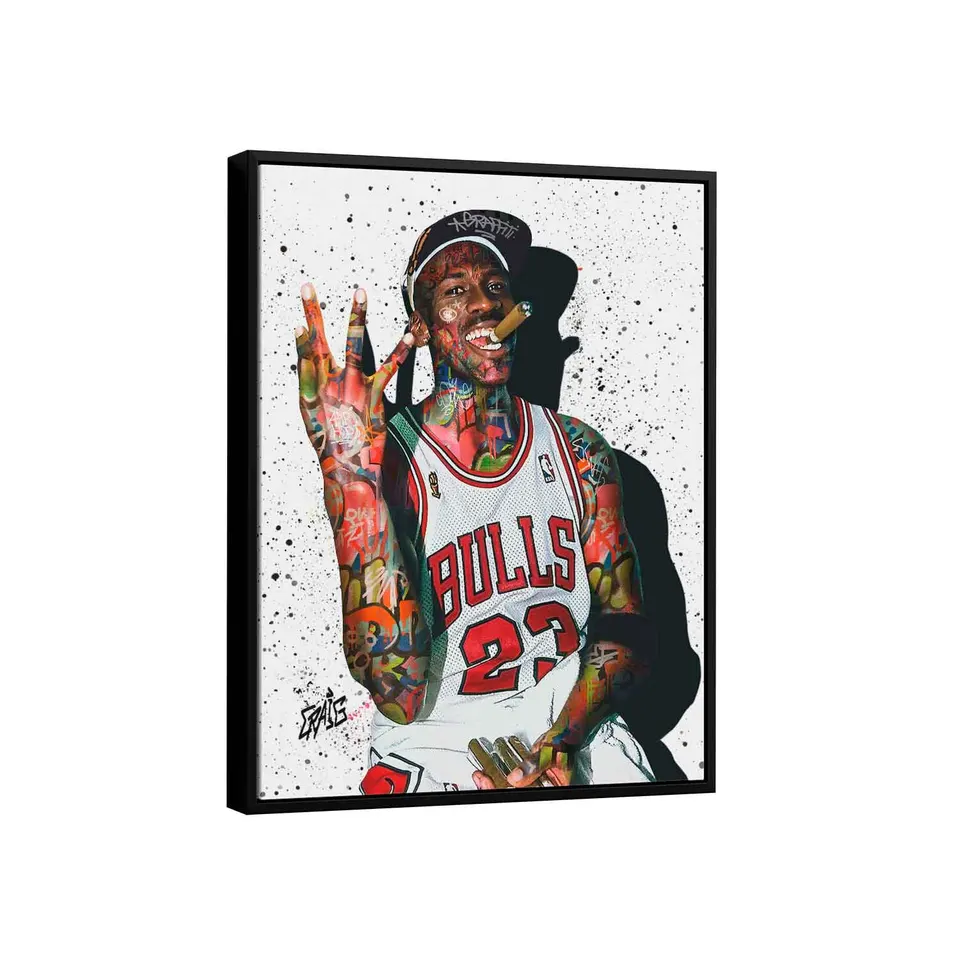 Quadro Estilo Jordan Grafite CRAIG com moldura de filete preta