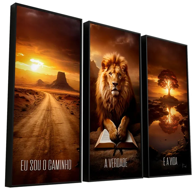Quadro Eu Sou o Caminho, Verdade e a Vida - 3 Peças