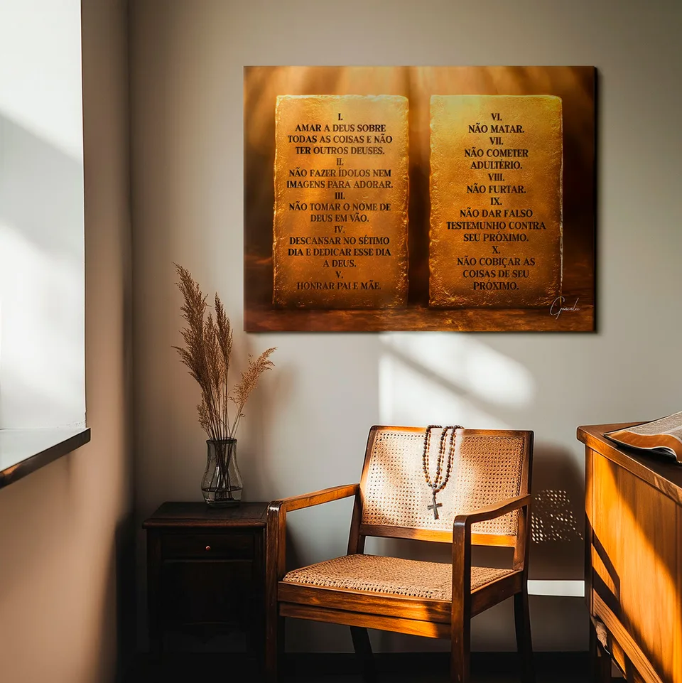 Quadro 10 Mandamentos arte religiosa - versão sem moldura HD