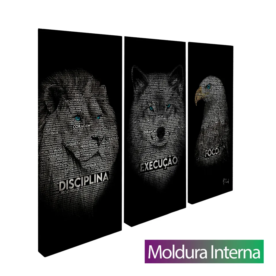 8983 Quadro Quadro Disciplina, Execução e Foco Word Art 3 Peças (12)