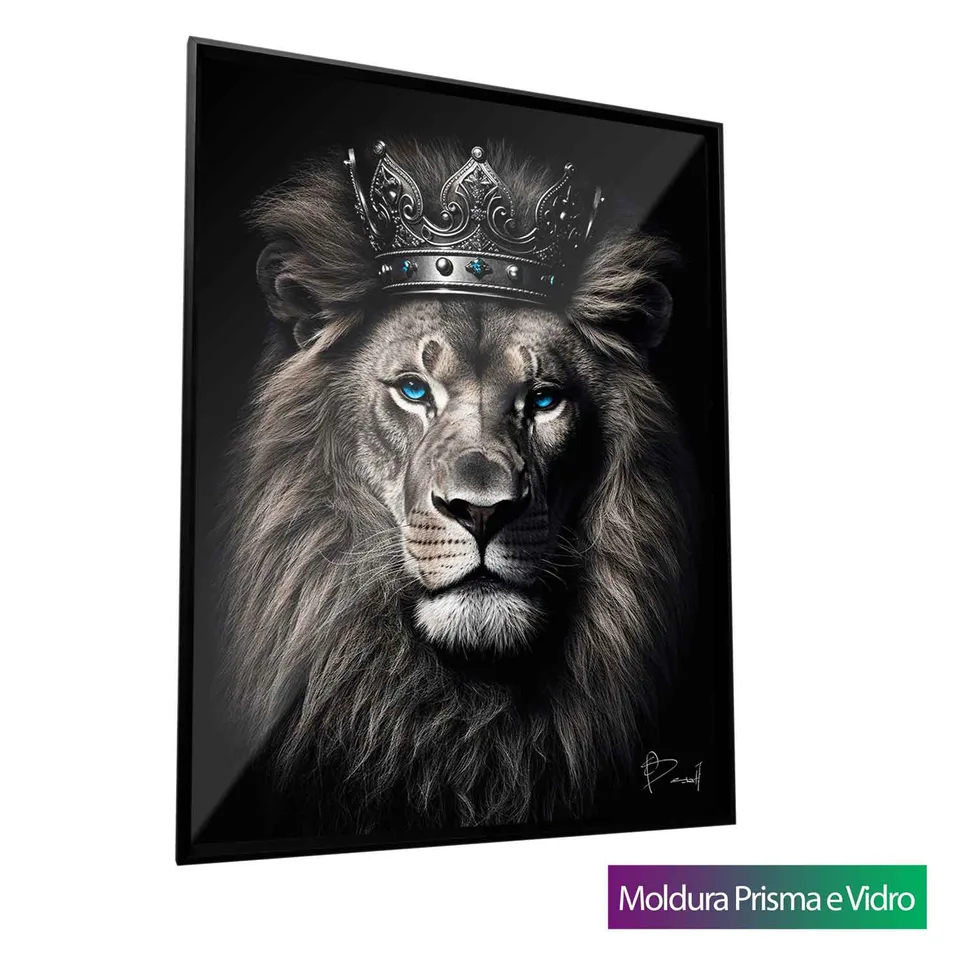 Quadro leão soberano arte religiosa - escritório