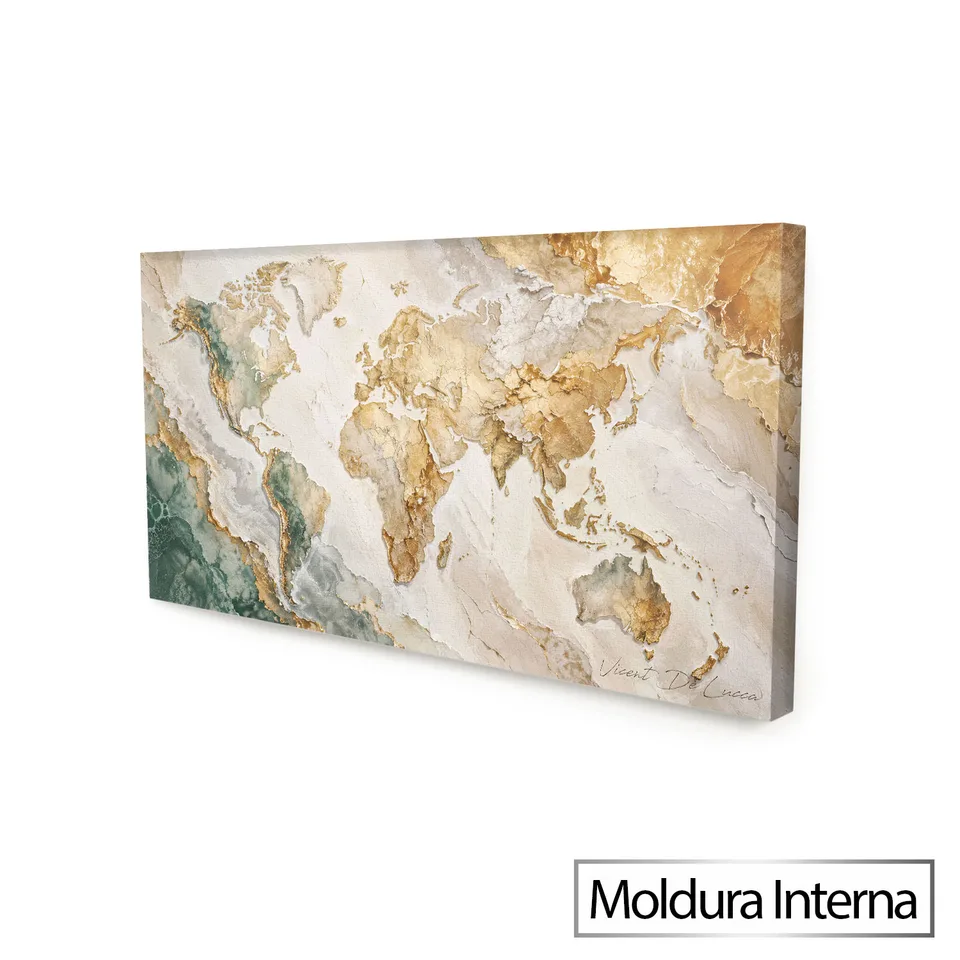 Quadro Abstrato Mapa Mundi Tinta e Ouro — foto 8