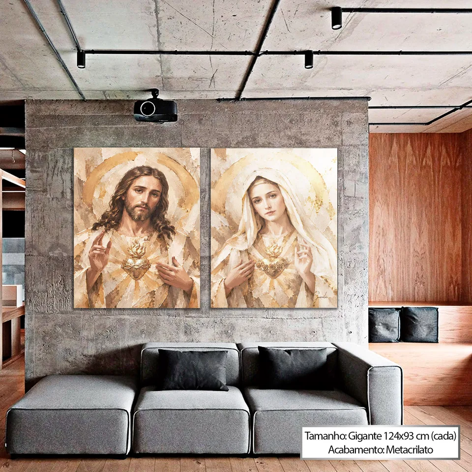 Quadro Os Corações Divinos de Jesus e Maria 2 Peças — foto 6