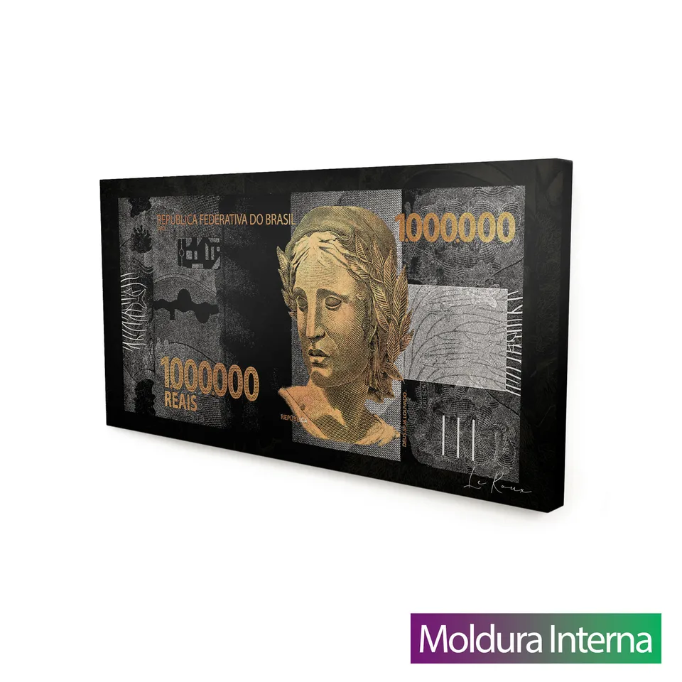 Quadro decorativo 1 Milhão de Reais com moldura interna