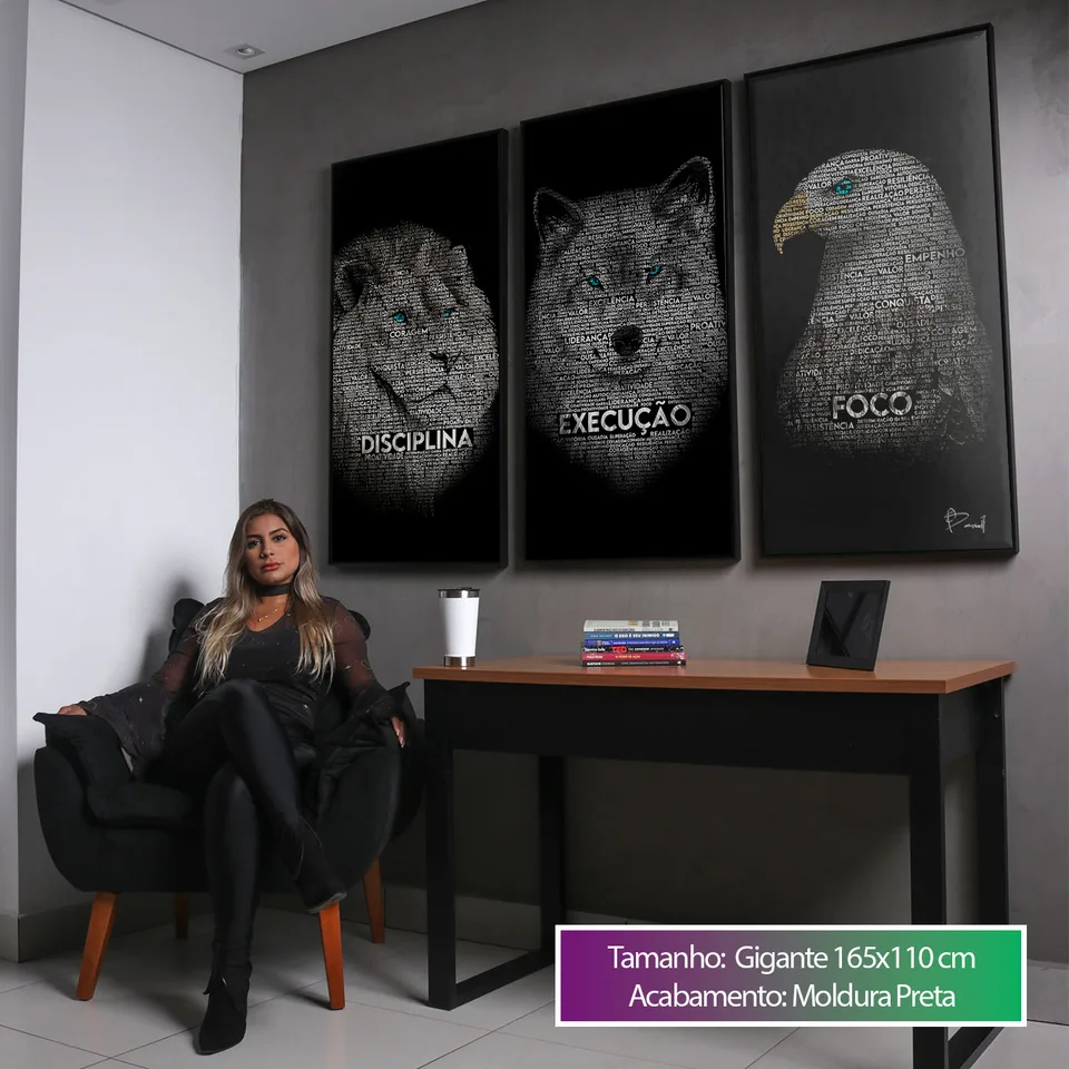 8983 Quadro Quadro Disciplina, Execução e Foco Word Art 3 Peças (15)