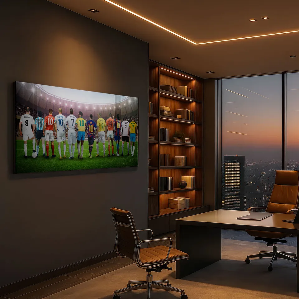 Quadro As Lendas do Futebol em metacrilato no escritório