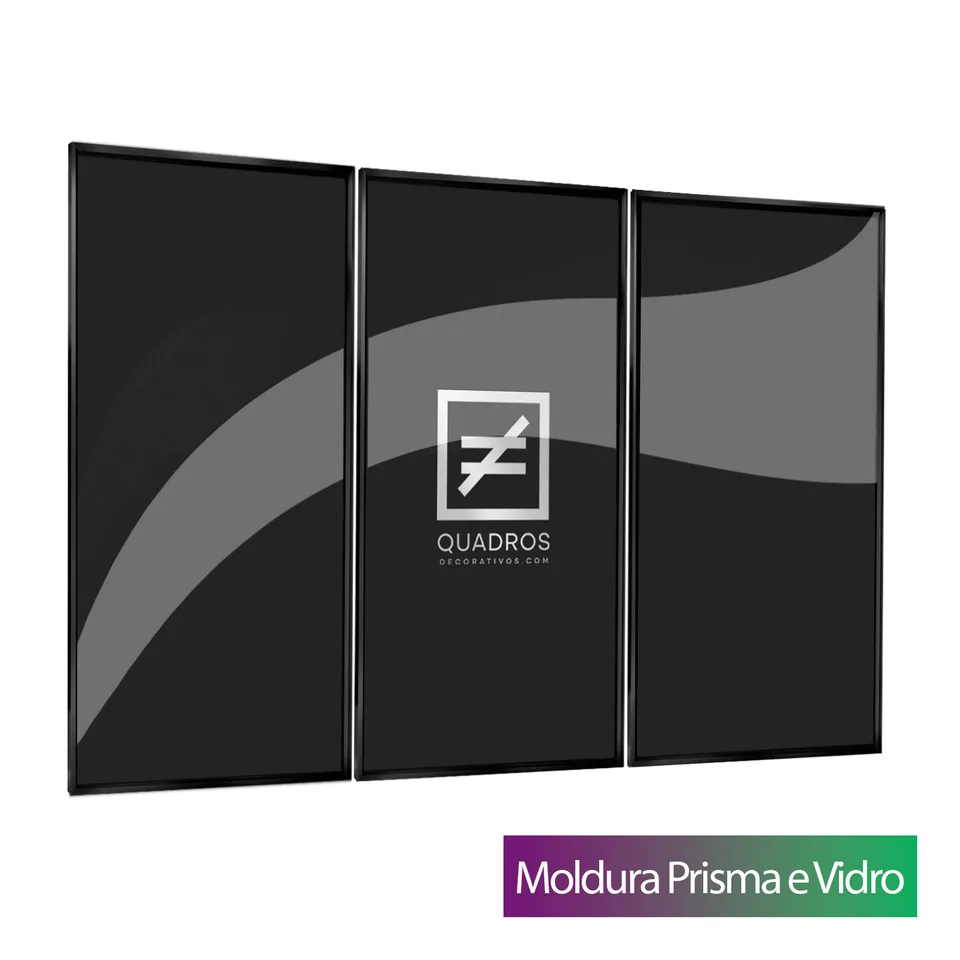 Quadro Artístico 3 Peças Acabamento Moldura Prisma e Vidro