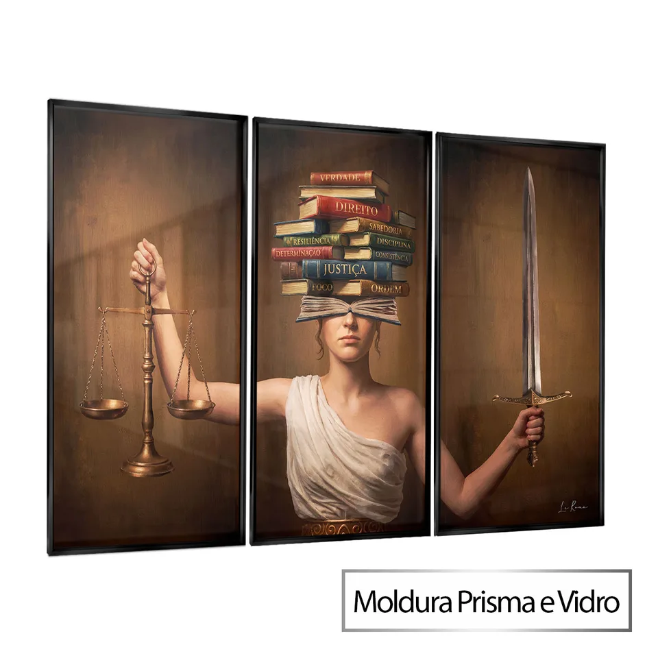 Quadro Themis Guardiã da Lei 3 Peças