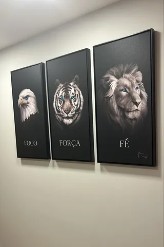 Quadro Foco, Força e Fé 3 Peças na casa de Sandro