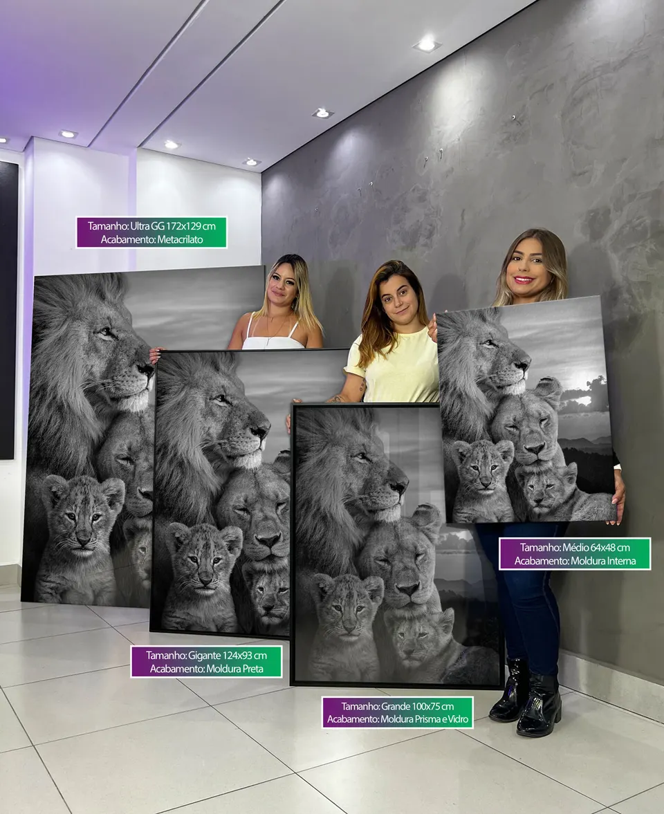 Quadro Família de Leões, de Benoit — foto 2
