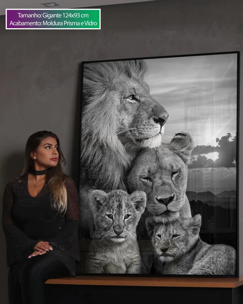 Quadro Família de Leões, de Benoit — foto 3