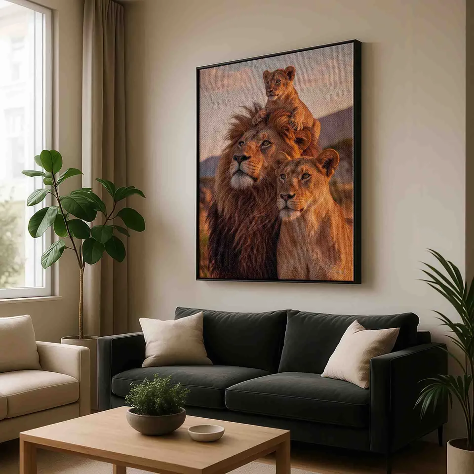 Quadro Família de Leões ao Entardecer, de Benoit — foto 2