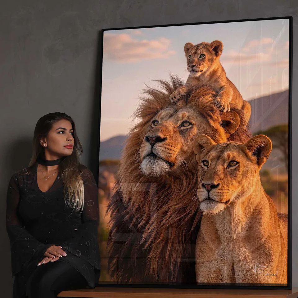 Quadro Família de Leões ao Entardecer, de Benoit — foto 6