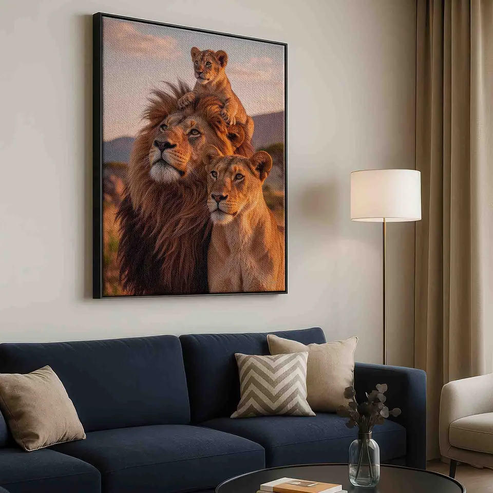 Quadro Família de Leões ao Entardecer, de Benoit — foto 7