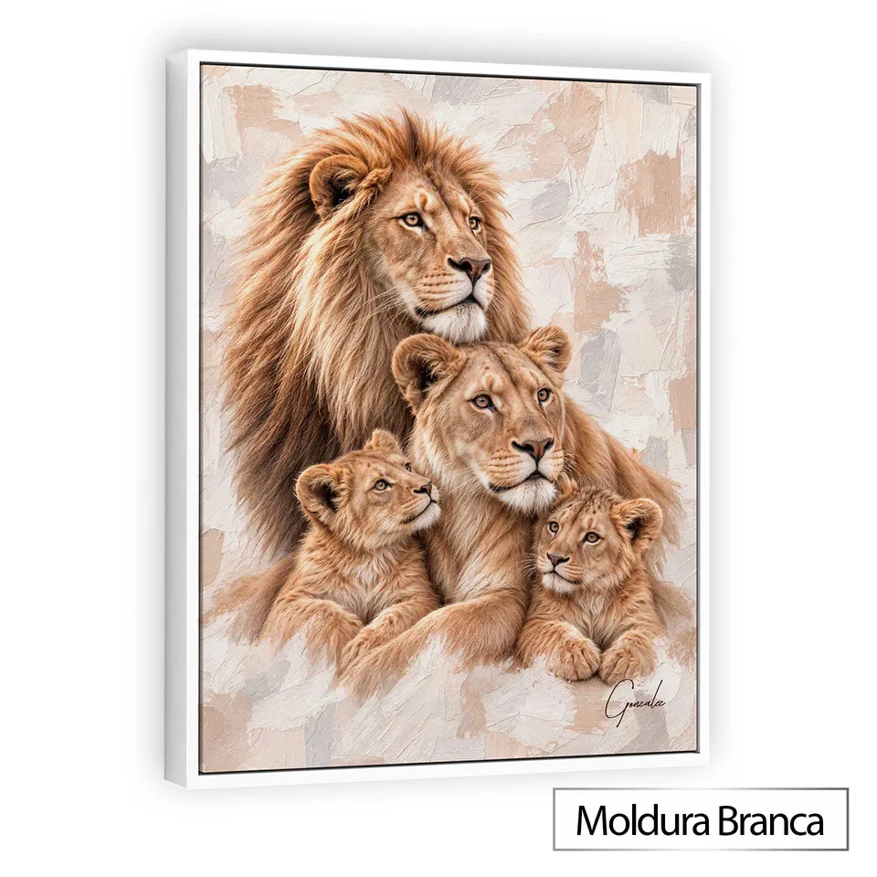 Quadro Família de Leões - Coleção Cream Art — foto 8