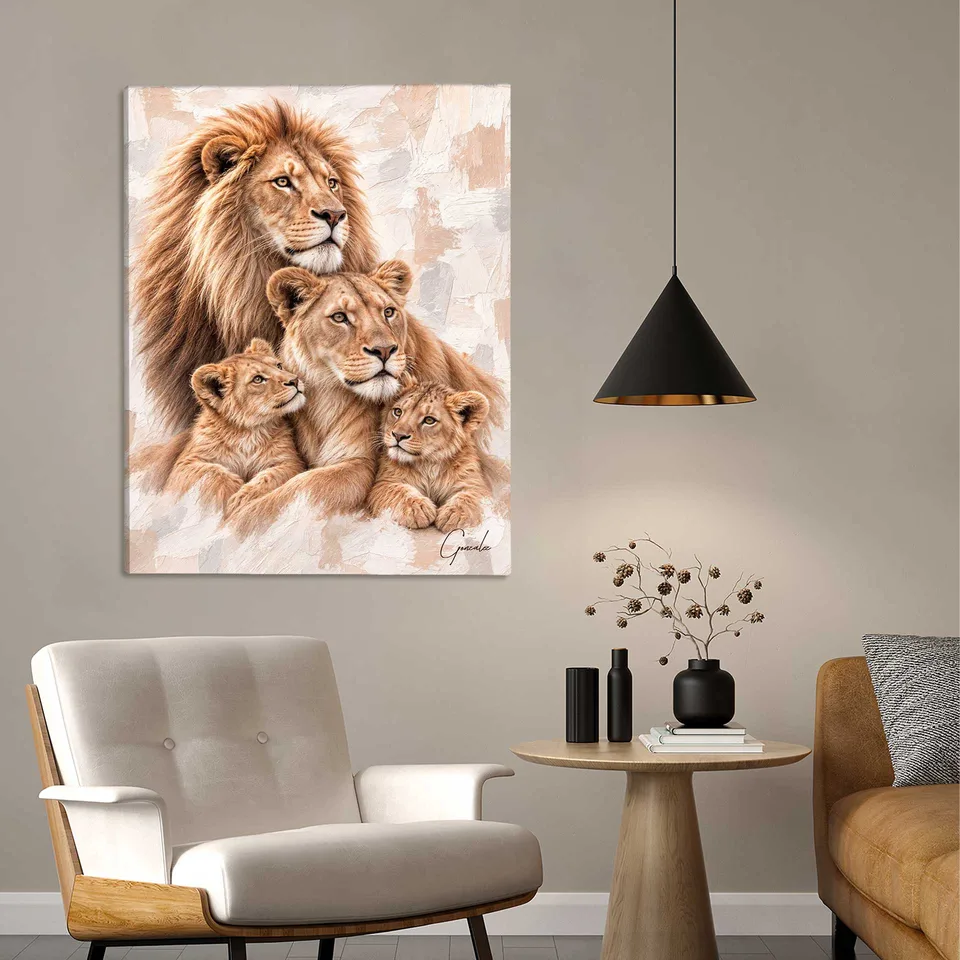Quadro Família de Leões - Coleção Cream Art — foto 2