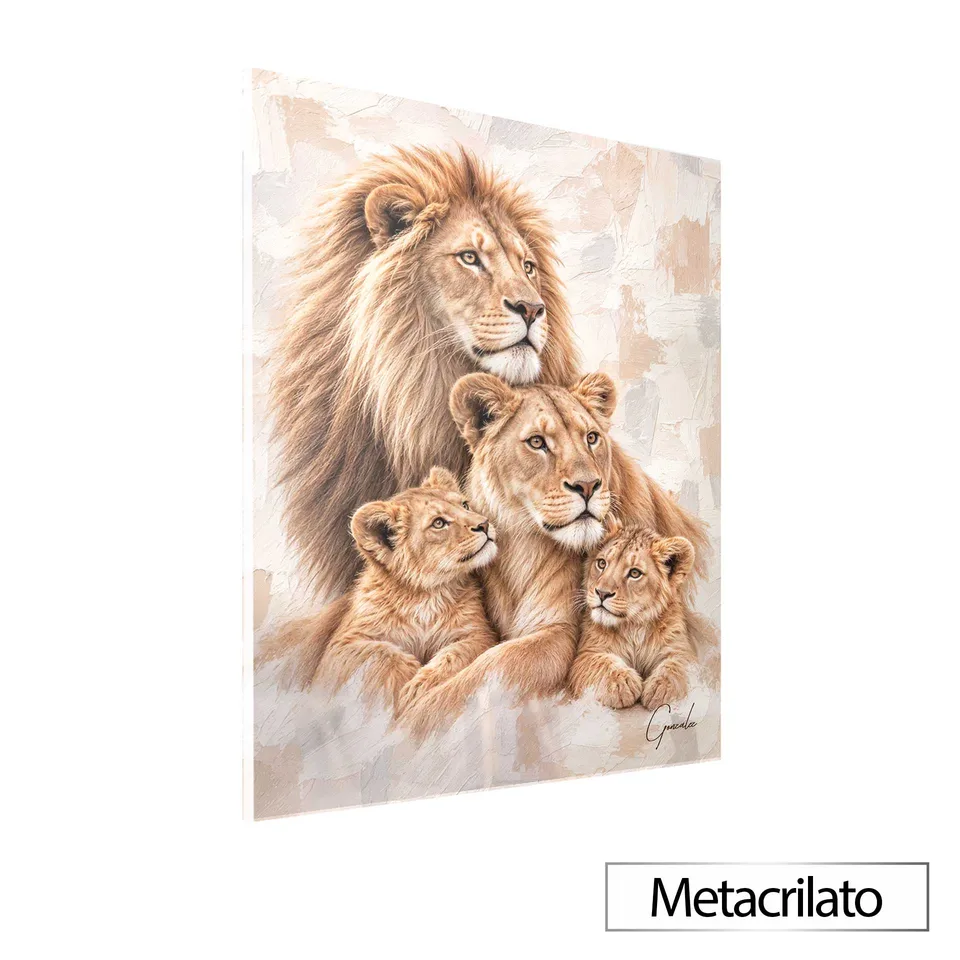 Quadro Família de Leões - Coleção Cream Art — foto 9