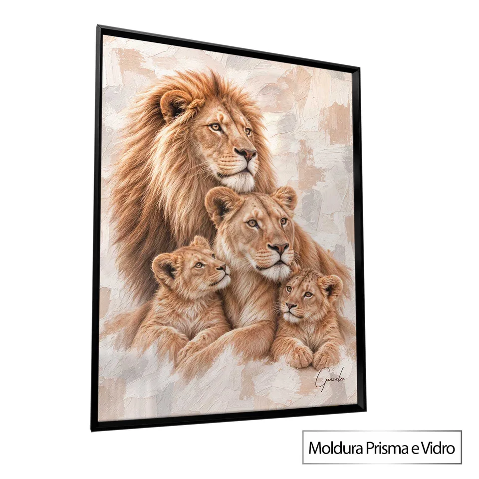 Quadro Família de Leões - Coleção Cream Art — foto 11