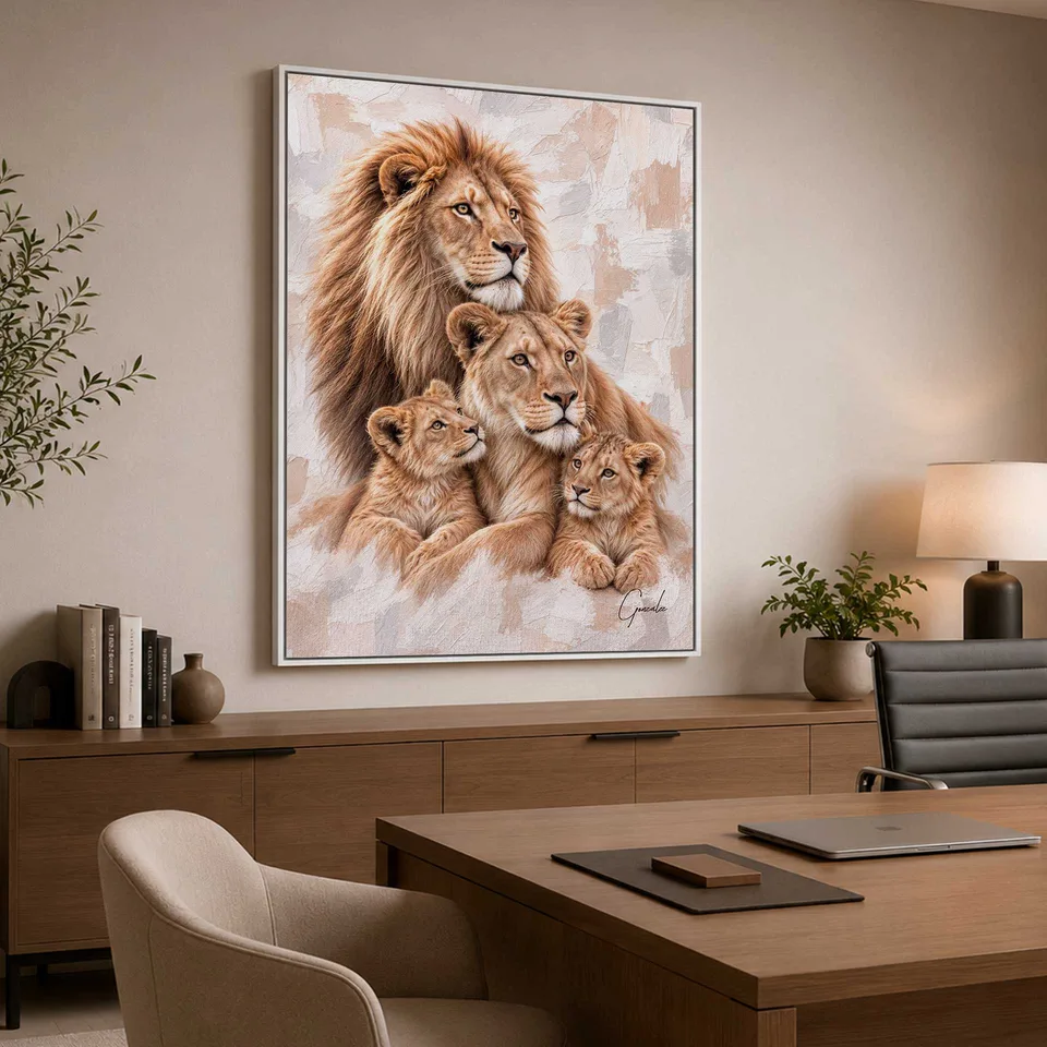 Quadro Família de Leões - Coleção Cream Art — foto 3