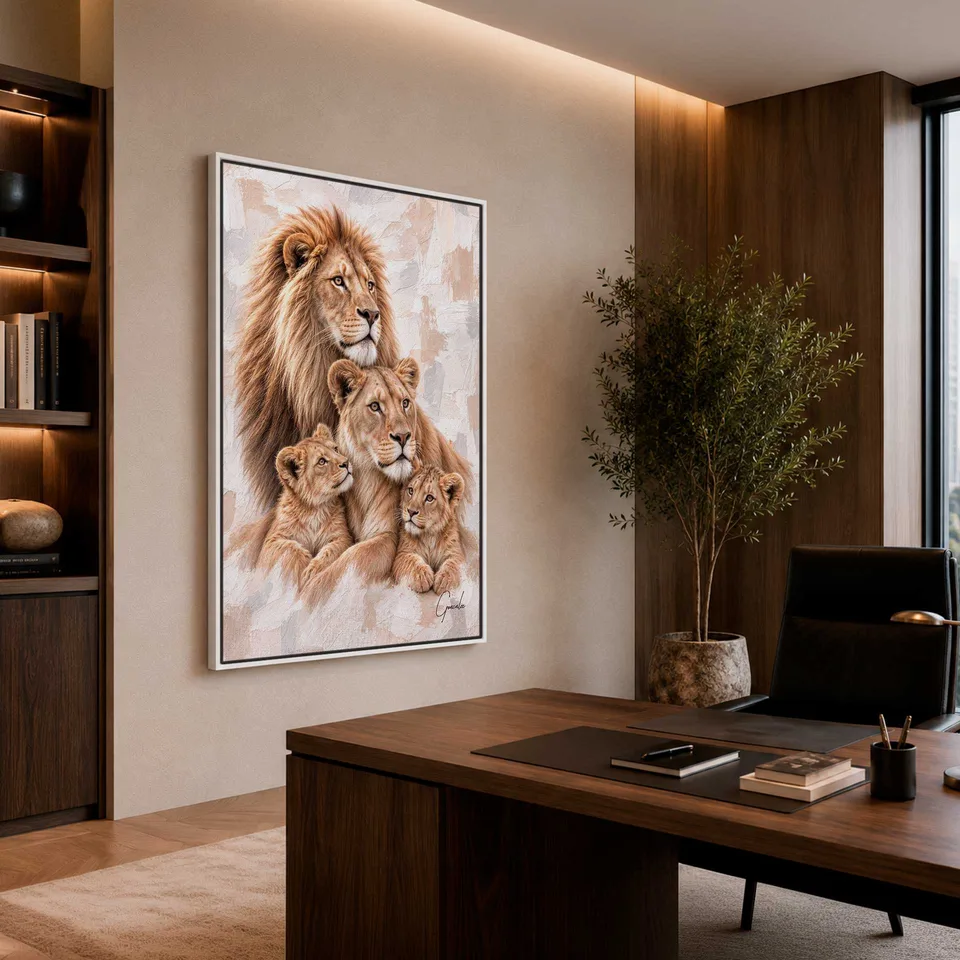 Quadro Família de Leões - Coleção Cream Art — foto 4