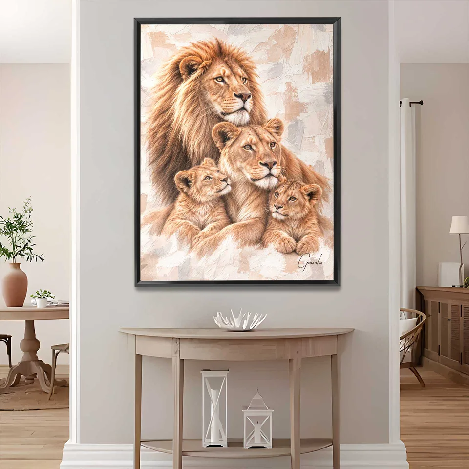Quadro Família de Leões - Coleção Cream Art — foto 5