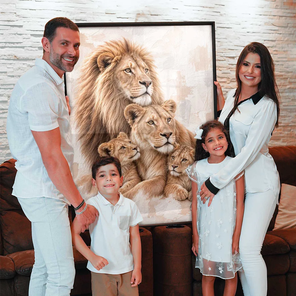 Quadro Família de Leões - Coleção Cream Art — foto 6