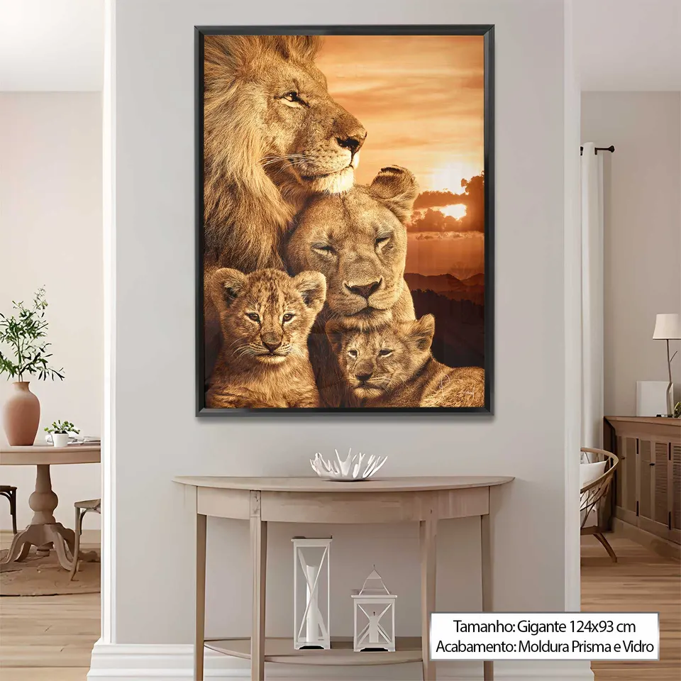 Quadro Família de Leões Colorido, de Benoit — foto 2