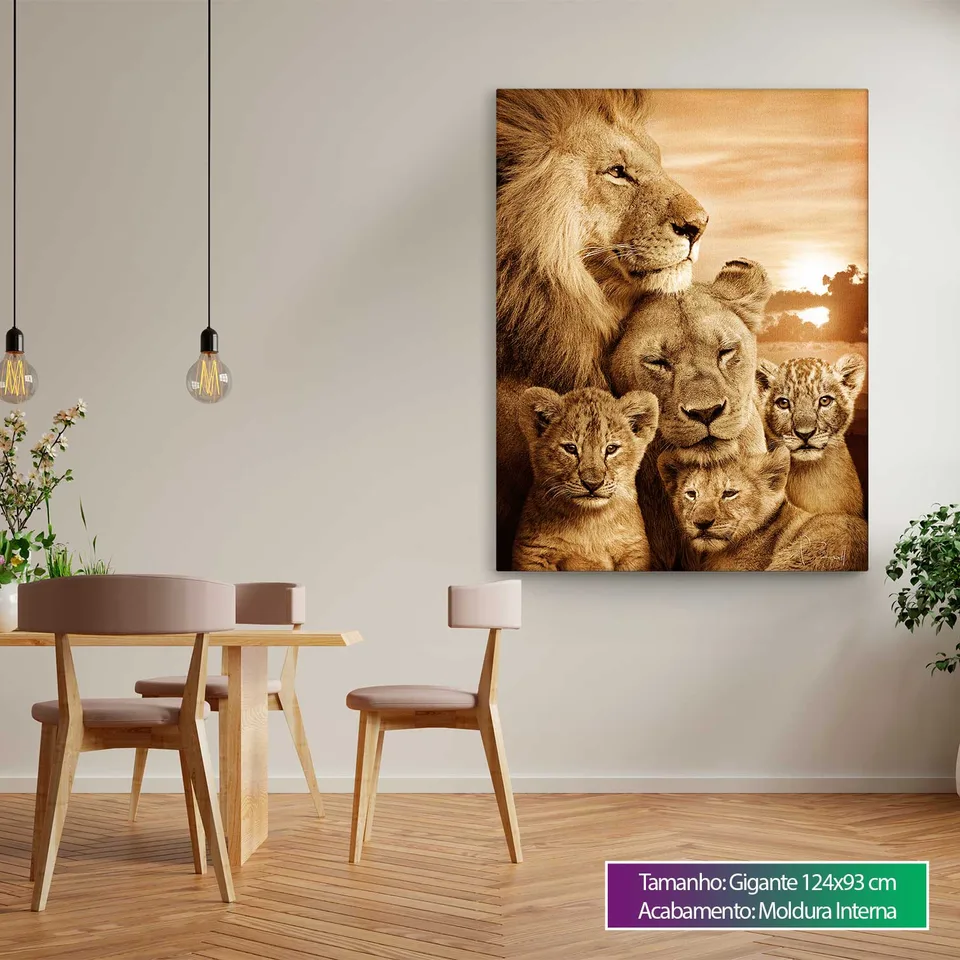Quadro Família de Leões com 3 Filhotes, de Benoit — foto 2