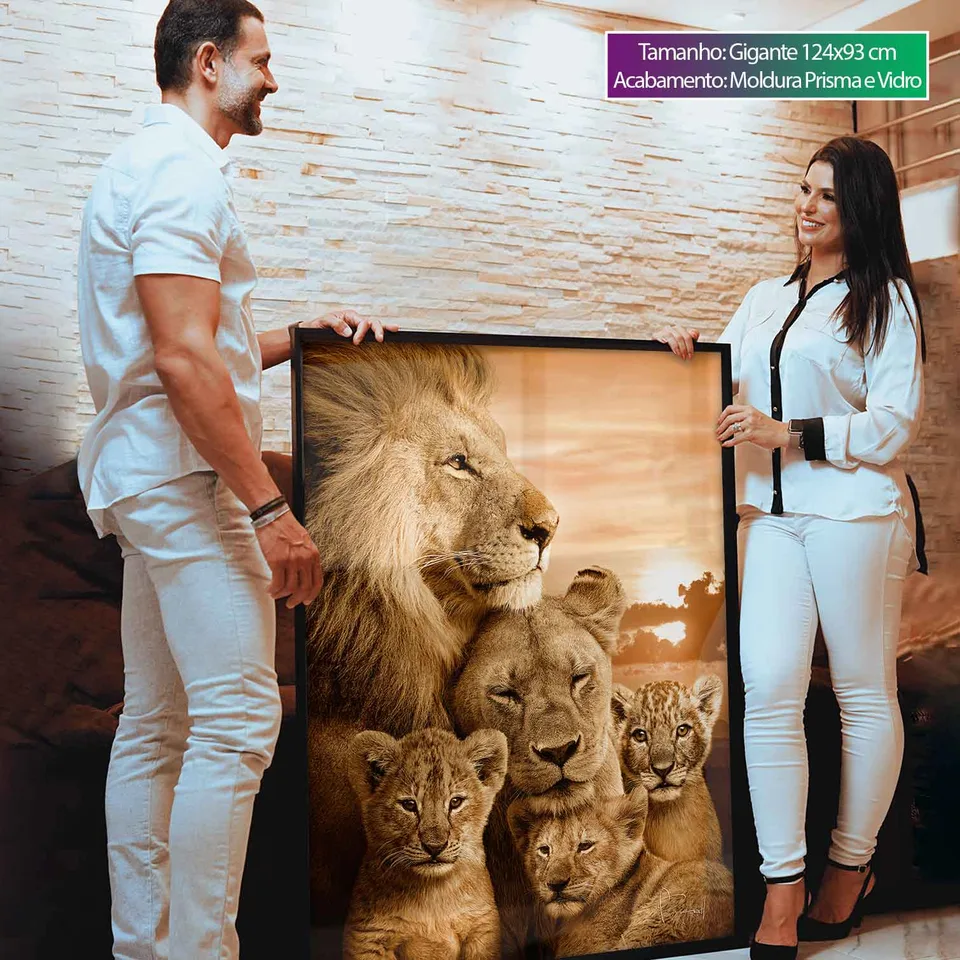 Quadro Família de Leões com 3 Filhotes, de Benoit — foto 11
