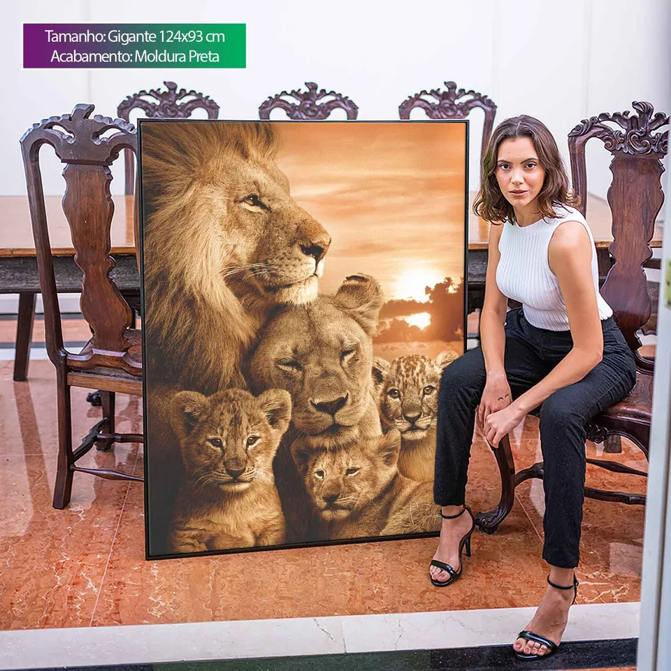 Quadro Família de Leões com 3 Filhotes, de Benoit — foto 3
