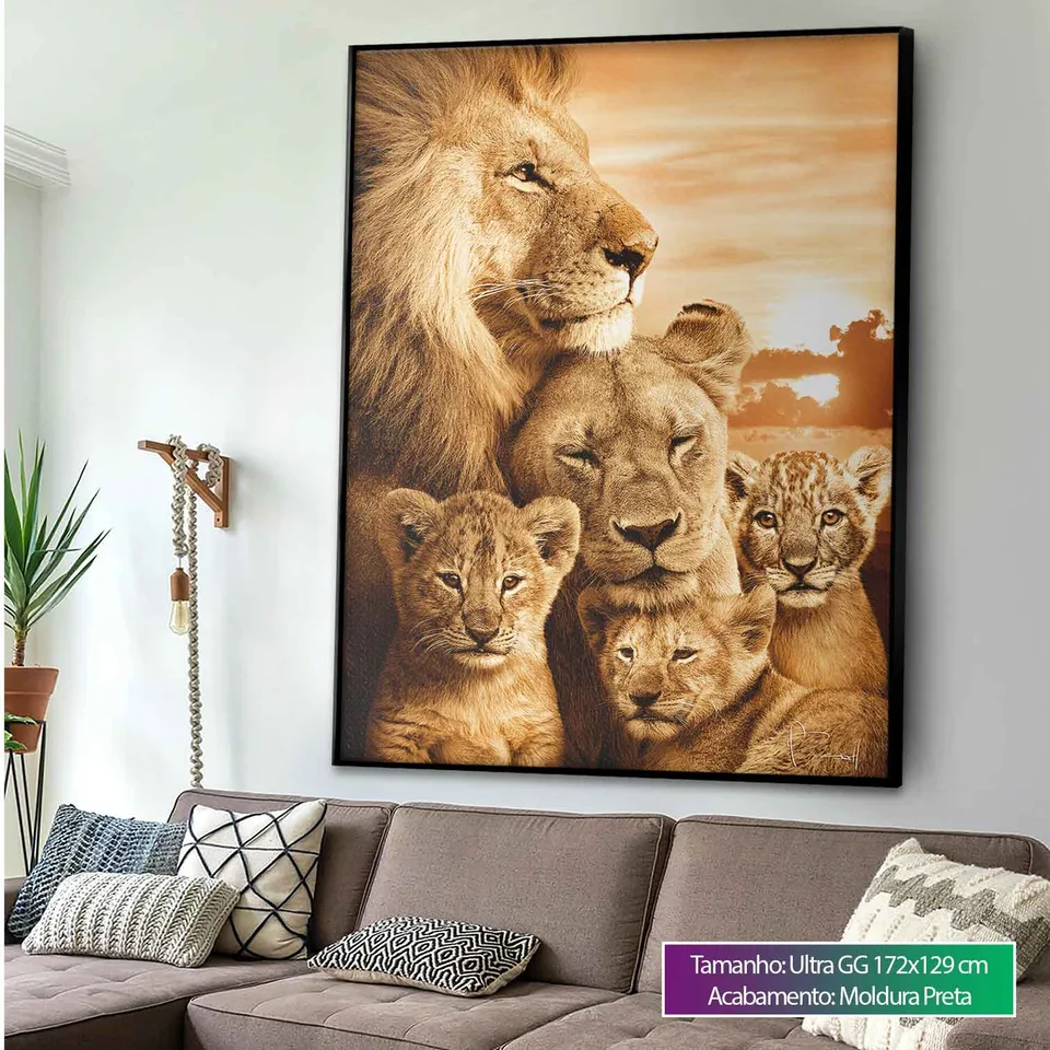 Quadro Família de Leões com 3 Filhotes, de Benoit — foto 4