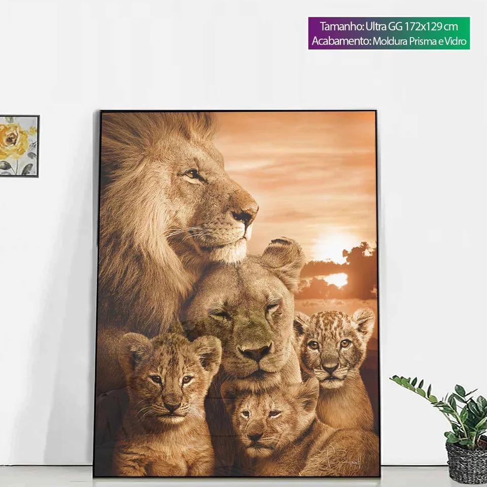 Quadro Família de Leões com 3 Filhotes, de Benoit — foto 5