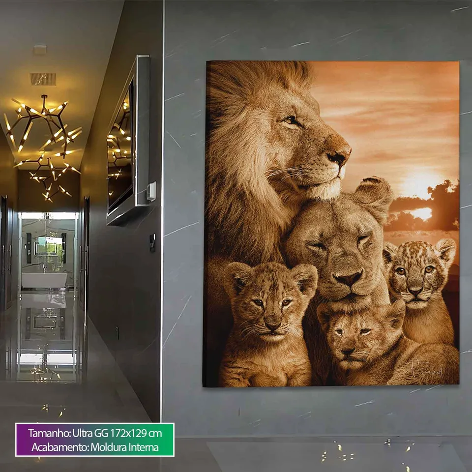 Quadro Família de Leões com 3 Filhotes, de Benoit — foto 6