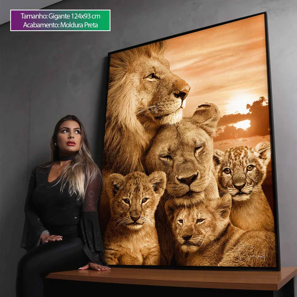 Quadro Família de Leões com 3 Filhotes, de Benoit — foto 10
