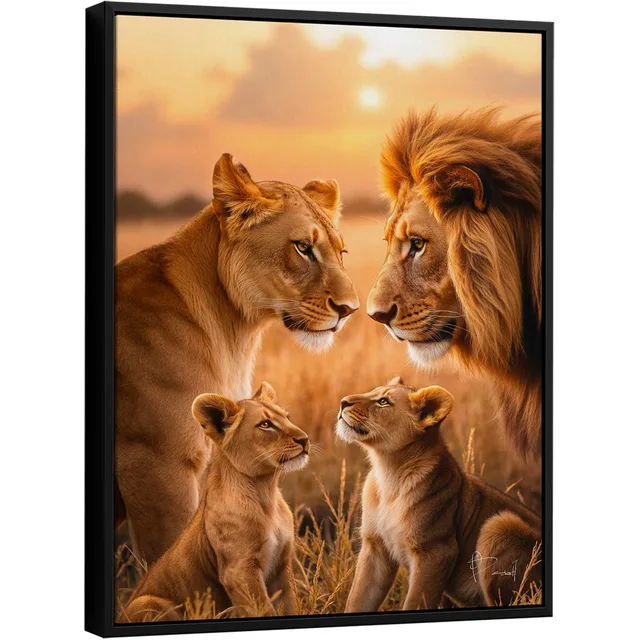 Quadro Família de Leões em Campos Serenos