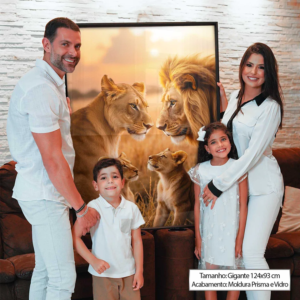 Quadro Família de Leões em Campos Serenos, de Benoit — foto 3