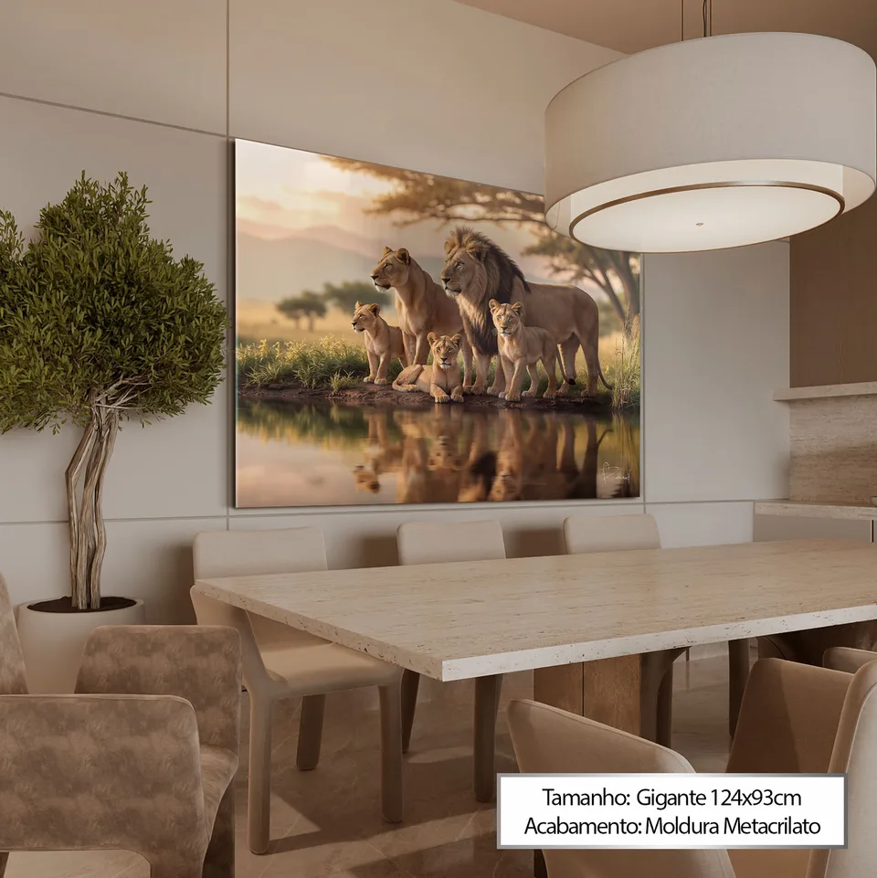 Quadro Família de Leões no Lago, de Benoit — foto 2
