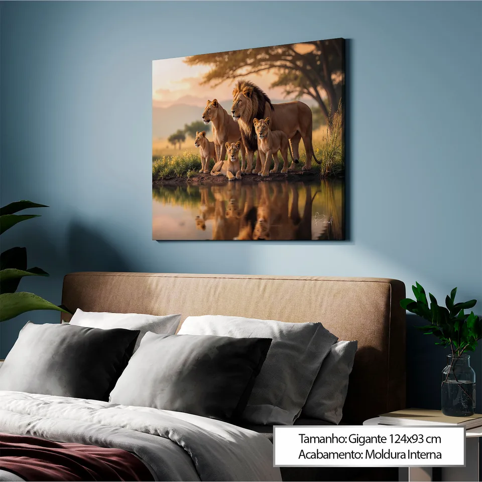Quadro Família de Leões no Lago, de Benoit — foto 5