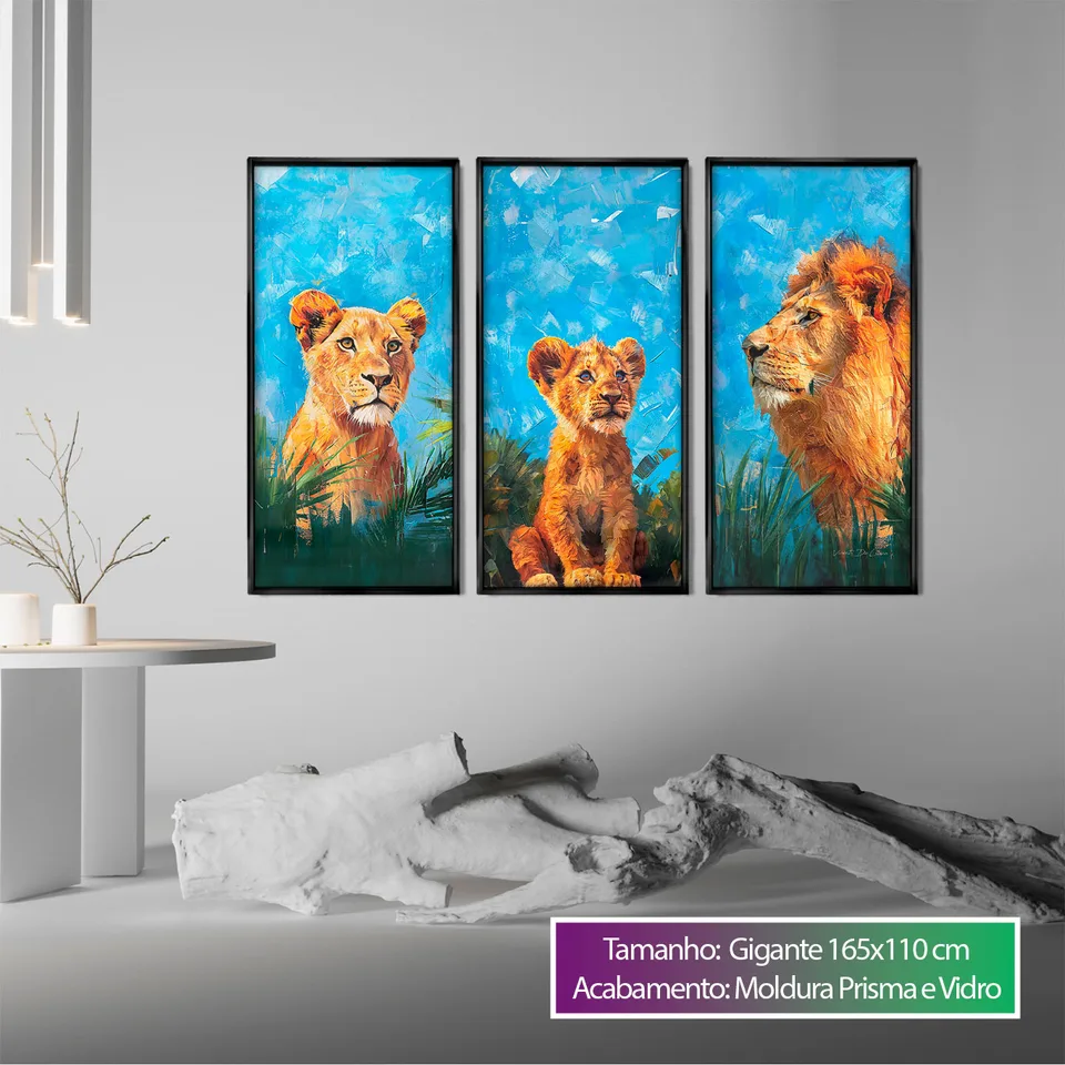 8846 Quadro Família de Leões Tropicais 3 Peças (8)