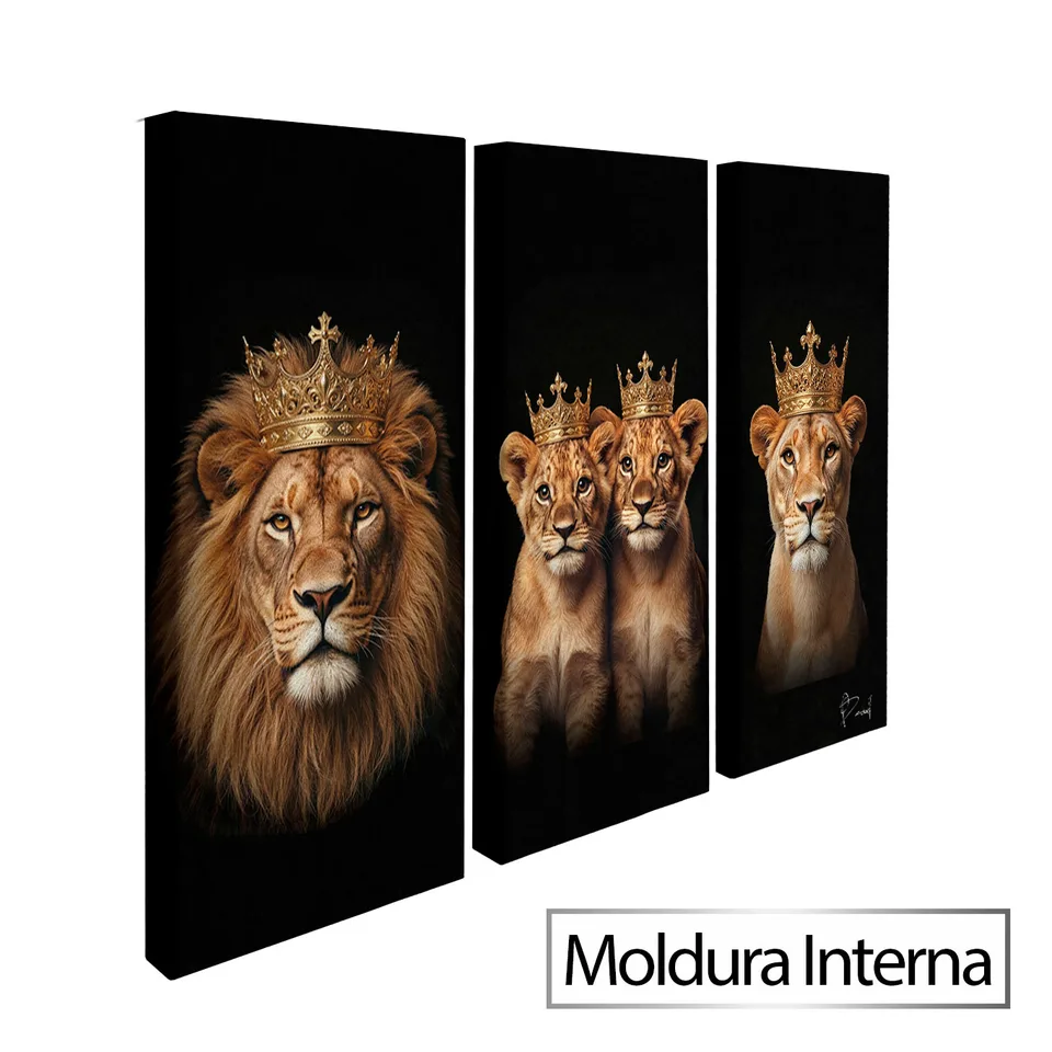 Quadro Familia Real de Leões com moldura interna