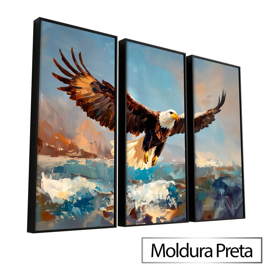 7086 Quadro Águia Sobre o Mar 3 Peças (3)